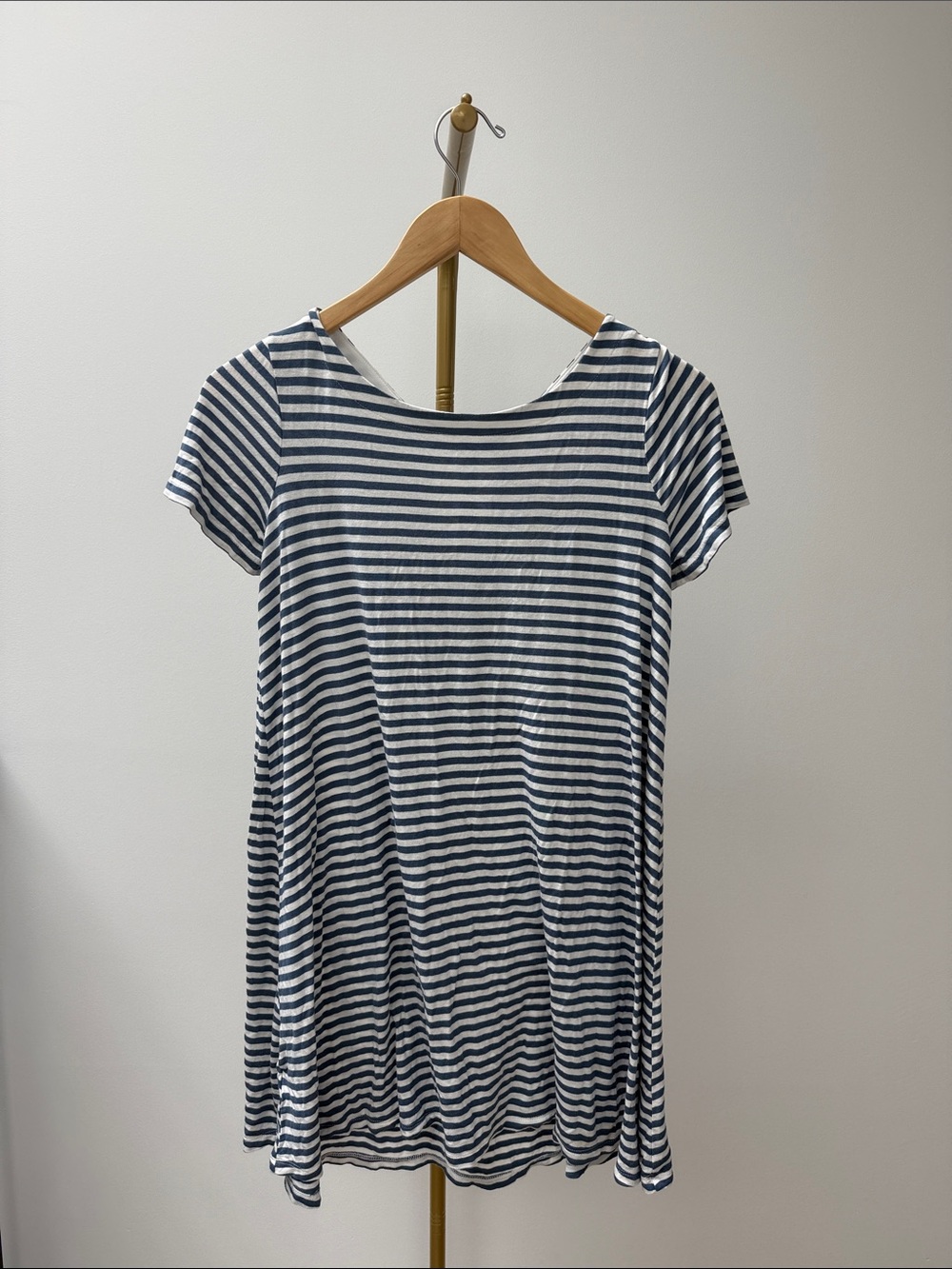 LOFT Striped Blue White Babydoll Soft TShirt Dress XS